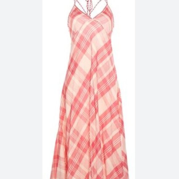 Polo Ralph Lauren Pink and Cream Maxi Length Plaid Dress Size 12 - Picture 3 of 7